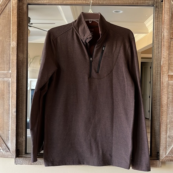 Swiss Tech Coffee Brown Pullover Lightweight Long Sleeve Womens L  Mens S Comfy - Picture 2 of 7